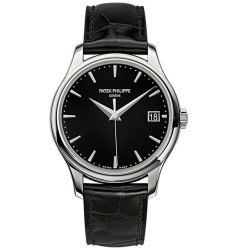 Patek Philippe NEW Calatrava Mechanical Black Dial Leather Mens